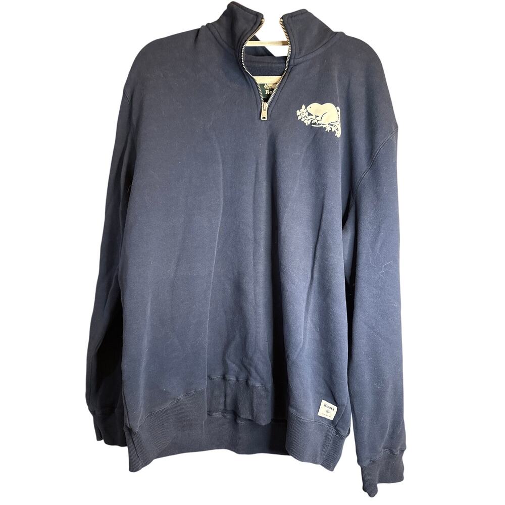 Navy Roots Quarter Zip Sweatshirt, Size 2XL